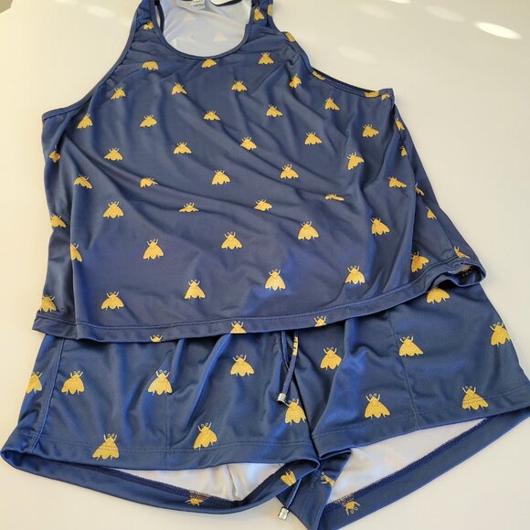 Tulio Mens Tank Top and Shorts Matching Set Navy Blue and Gold Bee AOP 3XL 2XL - Picture 6 of 11